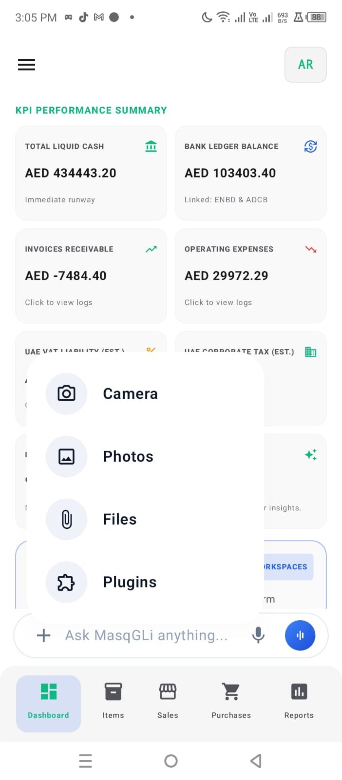 Camera · Photo · File — real MasqBook interface